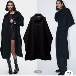 ZARA ~ HOODED WOOL CAPE ZW LIMITED EDITION